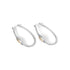 Silver Oval Hoop w/ Stone on Side Earrings